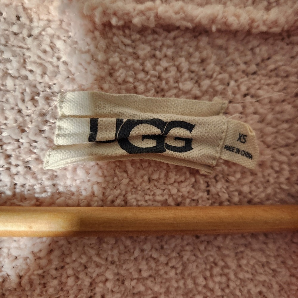 UGG Lenny Robe XS Pink Popcorn Knit Belted Pockets Long - Picture 3 of 7